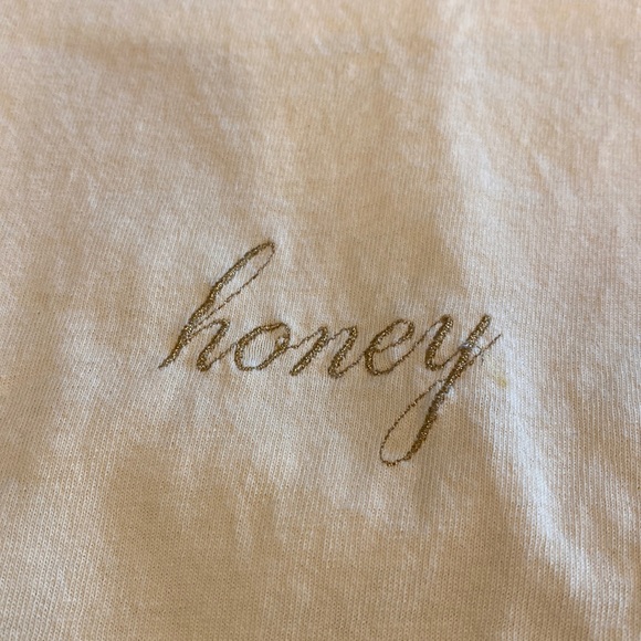 J. Galt honey embroidered cropped tee shirt with raw hem - Picture 4 of 7